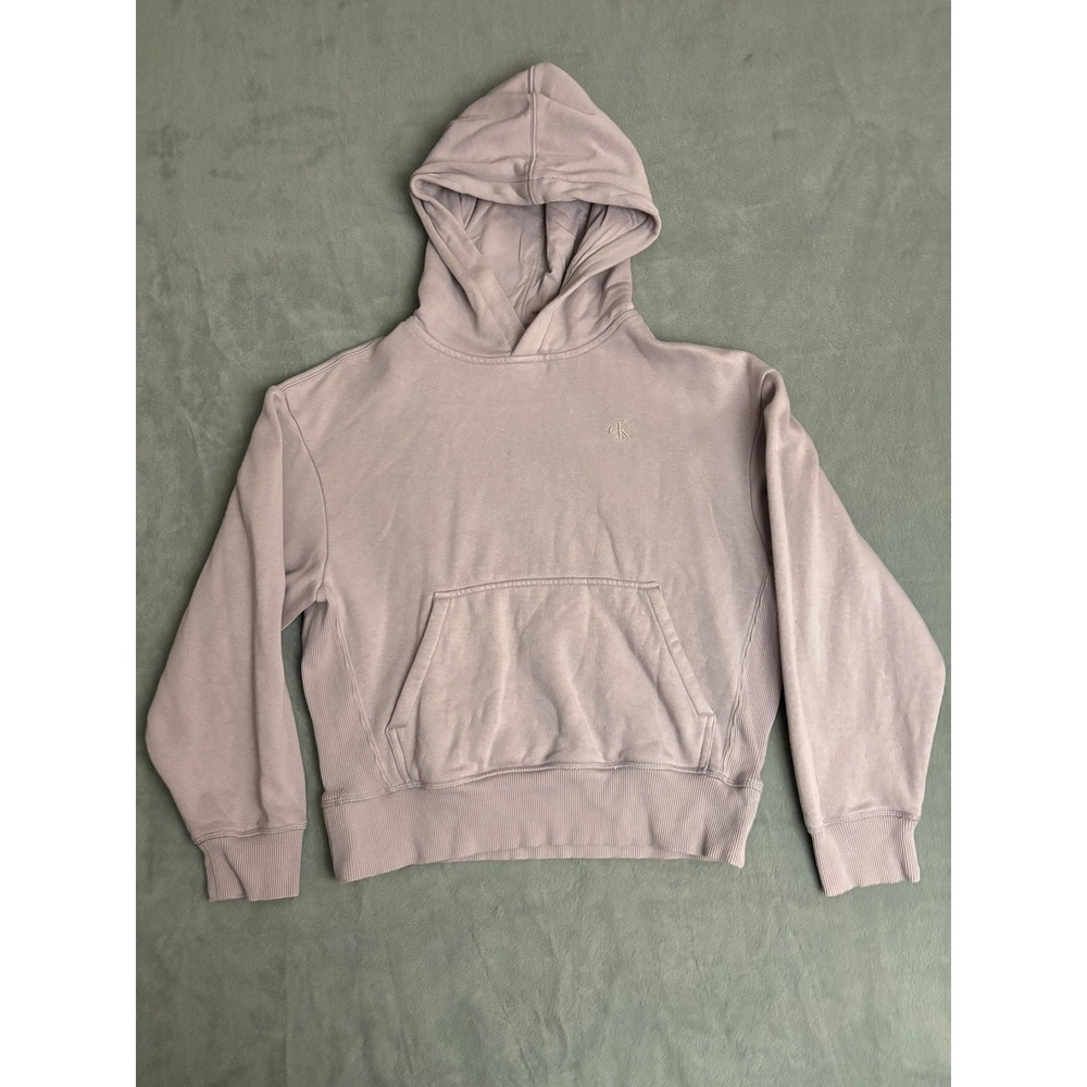 Calvin Klein Jeans Womens Lavender Purple Embroidered Logo Pullover Hoodie Small